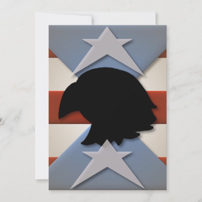 Stars Red Blue Flagga Eagle Silhouette Inbjudningar (Framsida)