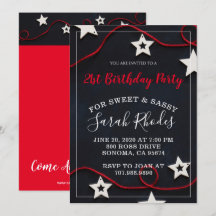 Stars & Red String Sweet Sassy 21:a födelsedagen P