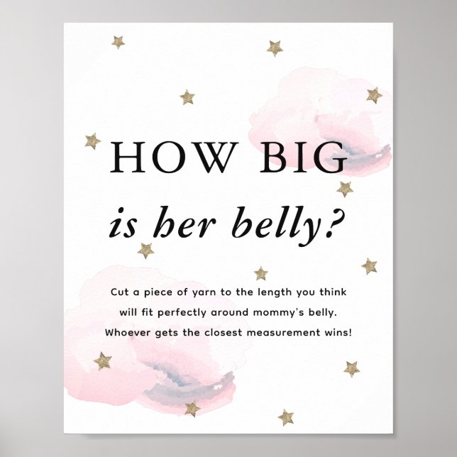 Stars & Rosa Clouds Baby Shower hur stor hennes ka Poster (Framsidan)
