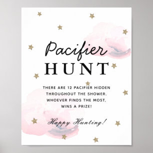 Stars & Rosa Clouds Baby Shower Nappar Hunt Poster