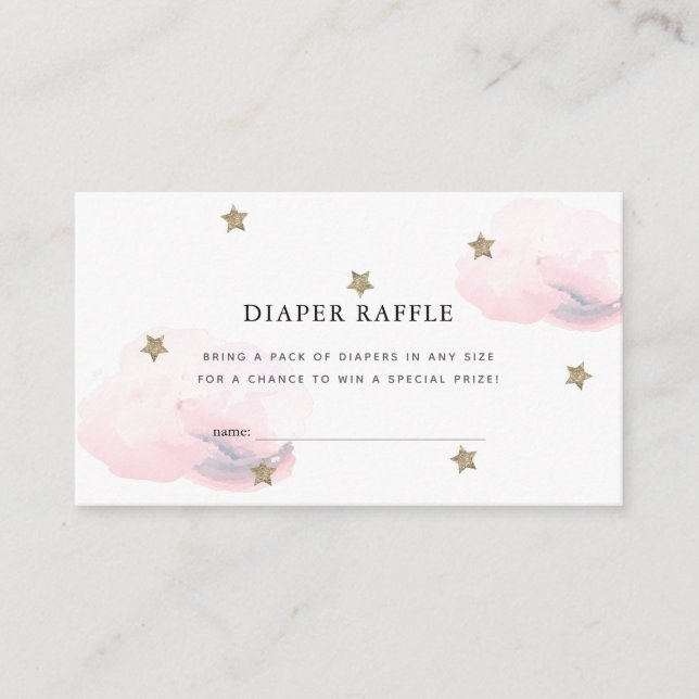 Stars Rosa Clouds Baby Shower Raffle Biljett Tilläggskort (Framsida)