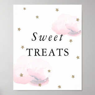 Stars & Rosa Clouds Baby Shower Sweet Trets - teck Poster