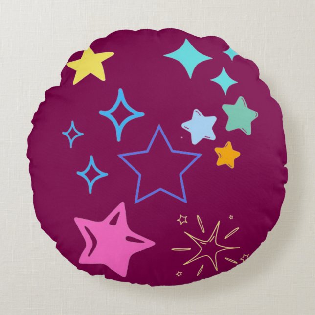 Stars Round Pillow Rund Kudde (Framsidan)