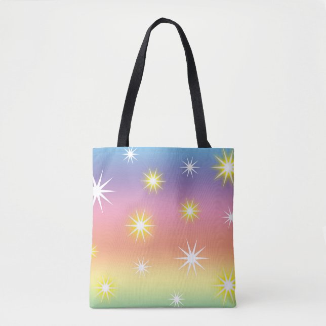 Stars Shine på den här Pastel-Multifärgaden Tygkasse (Framsida)