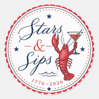 Stars & Sips America 250 Fjärde juli-fest Runt Klistermärke