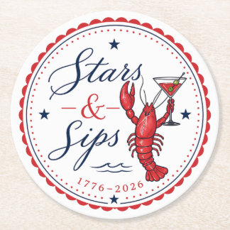 Stars & Sips America 250 Fjärde juli-fest Underlägg Papper Rund