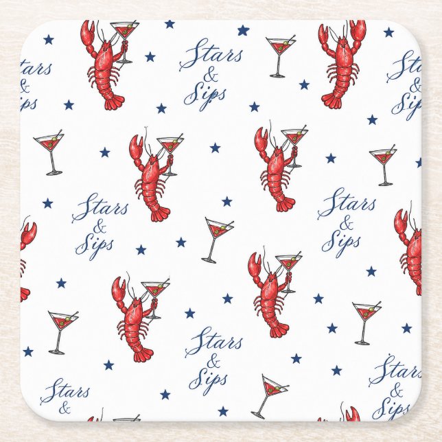 Stars & Sips America 250 Kust sommar  Underlägg Papper Kvadrat (Framsidan)