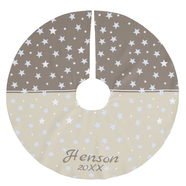 Stars Snyggt Anpassningsbar Helgdag till jul Julgransmatta Borstad Polyester (Framsidan)