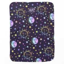 Stars Sol och Måne Cute Celestial Add Monogram