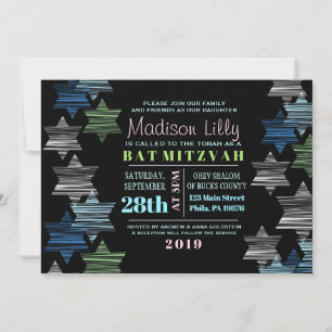 STARS SOM ANSLUTER Bat mitzvah inbjudan