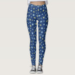 Stars Space Mönster Retro 1960 s Geometric Blue Leggings<br><div class="desc">Den här roligten stjärnor mönster har en 60-årshus med vita,  geometriska stjärnor i blå och gult.</div>