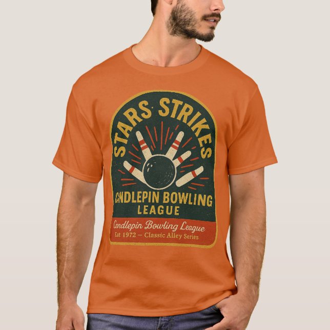 Stars & Strejkas Vintage Candlepin Bowling T Shirt (Framsida)