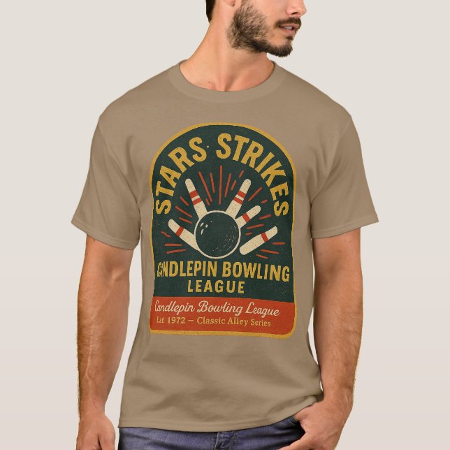 Stars & Strikes Vintage Candlepin Bowling T Shirt (Framsida)