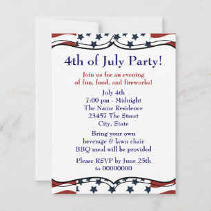 Stars Stripes 4 juli BBQ-fest Inbjudningar