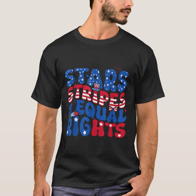 Stars Stripes And Equal Rights 4th Of July Womens  T Shirt (Framsida)