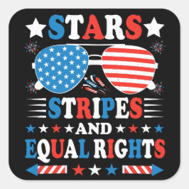 Stars Stripes and Equal Rights Shirt Fyrkantigt Klistermärke