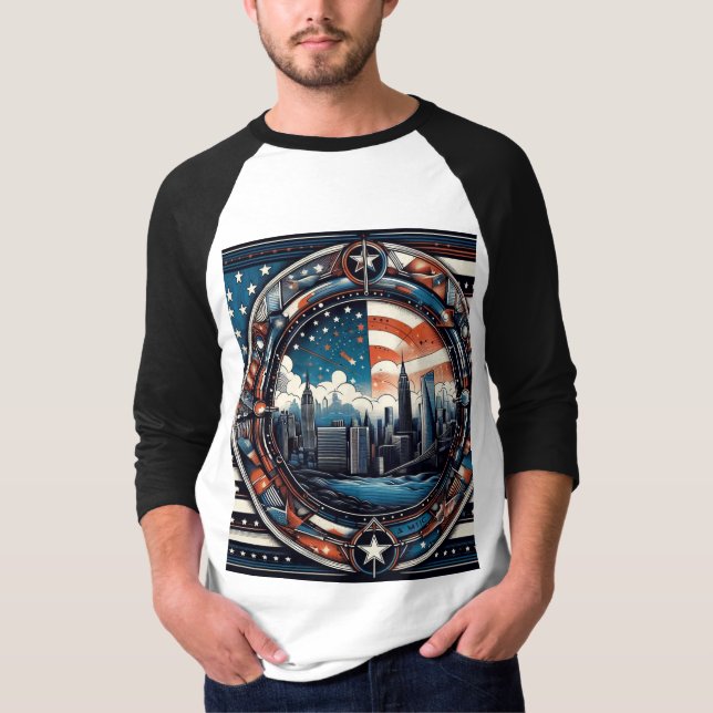 "Stars, Stripes, and Style: Trendy US-Inspired Tee (Framsida)