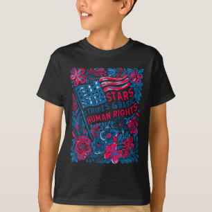 Stars Stripes Mänskliga Rättigheter 4:e Juli Blomm T Shirt