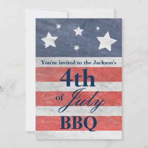 Stars & Stripes Röd Vit Blå 4:e Juli Inbjudan