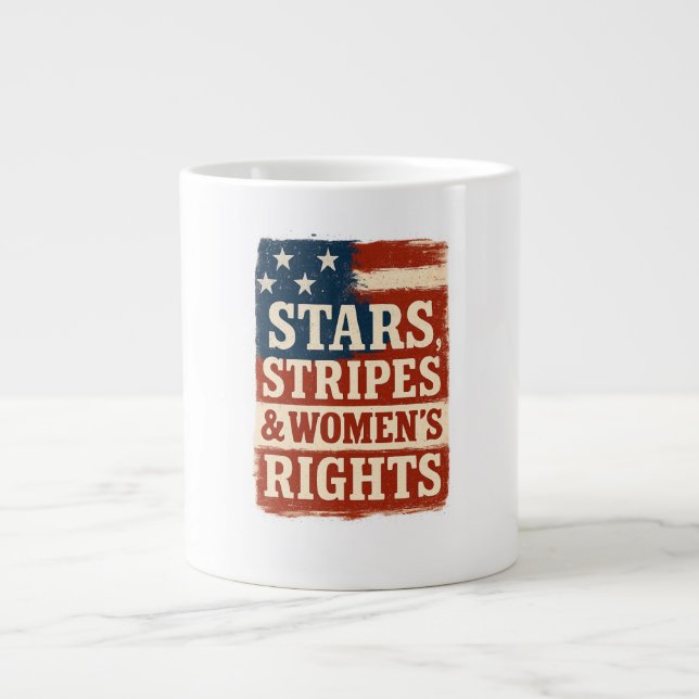 Stars, Stripes & Women’s Rights Distressed Flag Jumbo Mugg (Framsidan)