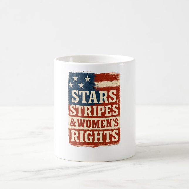 Stars, Stripes & Women’s Rights Distressed Flag Kaffemugg (Center)