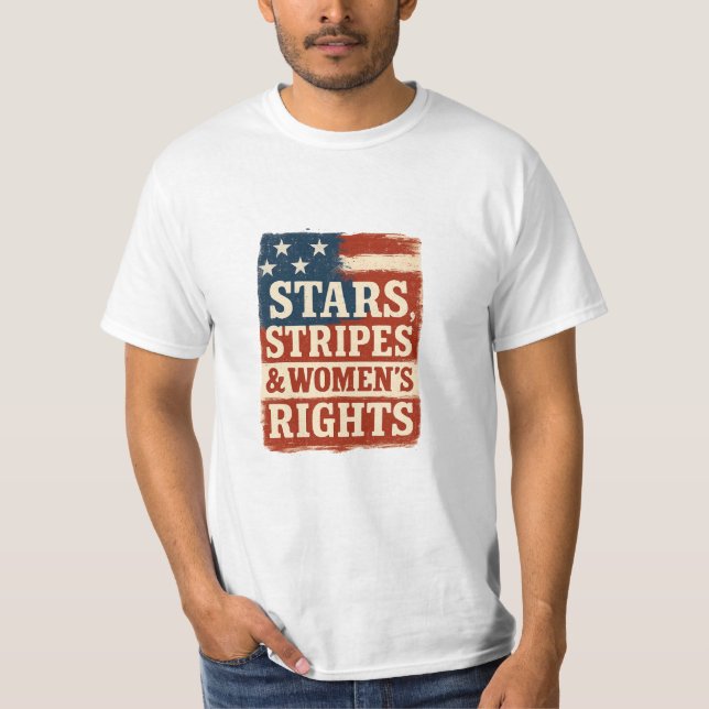Stars, Stripes & Women’s Rights Distressed Flag T Shirt (Framsida)