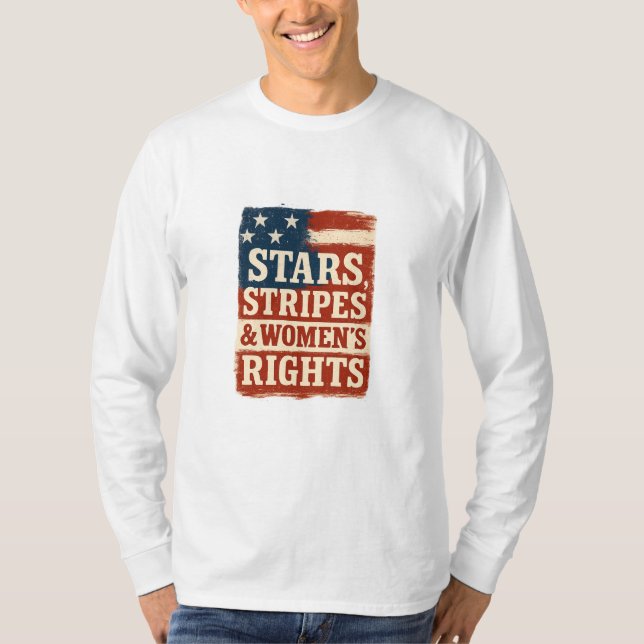 Stars, Stripes & Women’s Rights Distressed Flag T Shirt (Framsida)
