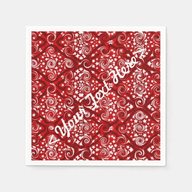 Stars & Swirls Red and White Personlig Napkins Pappersservett (Framsidan)