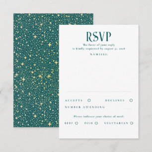 Stars Teal och Guld Bröllop OSA Kort