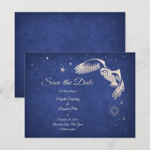 Stars Uggla Blue Wizard Magic Bröllop Spara Datumet