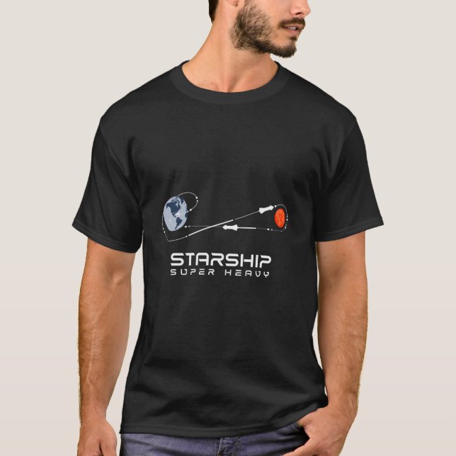 Starship Toppen Heavy Mars Space Exploration Rapto T Shirt (Framsida)