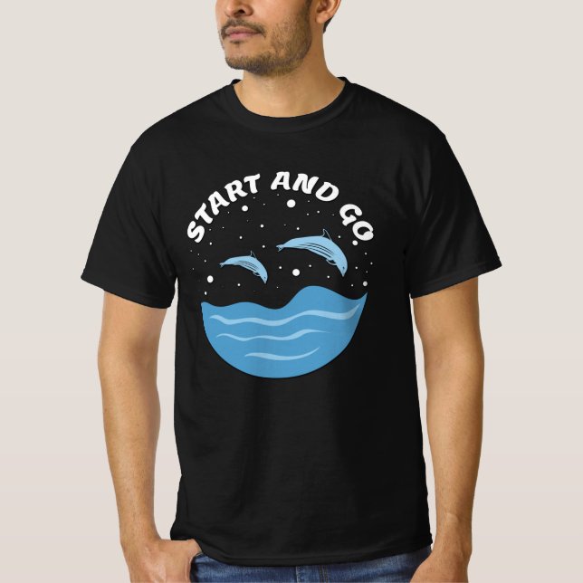 Start and Go! - Cute Dolphins T Shirt (Framsida)