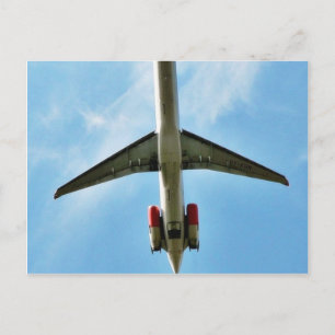 Start av stort flygplan vykort