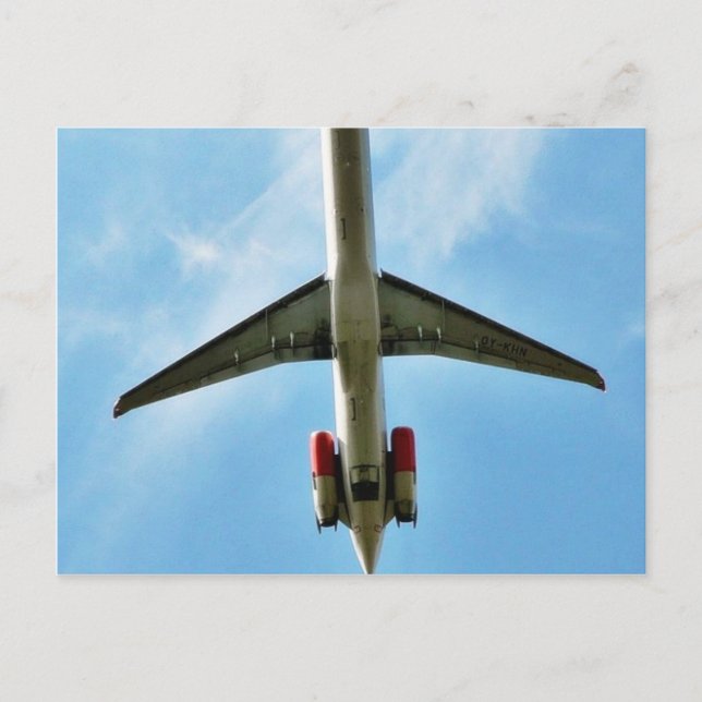 Start av stort flygplan vykort (Framsida)