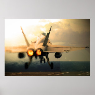 Start för Afterburner för F--18Cbålgetingbärar Poster