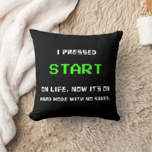 START-knapp Retro 8 Bit Pixel Art Gamer Spelande Kudde
