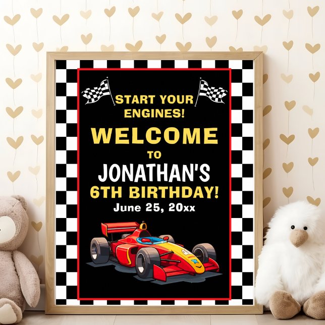 Start Your Engines! Fun Racing Driver Birthday Boy Poster (Skapare uppladdad)