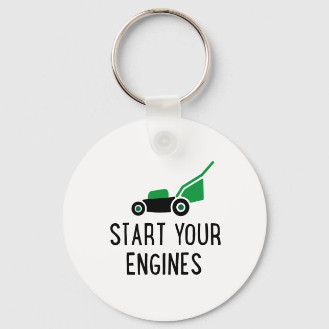 Start your Engines Lawn Mower Nyckelring (Framsida)