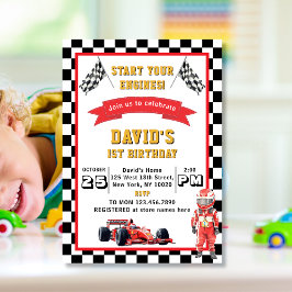 Start Your Engines Race Car 1st Birthday Party Inbjudningar
