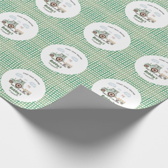 Start Your Tractor 1st Birthday Presentpapper (Hörn)