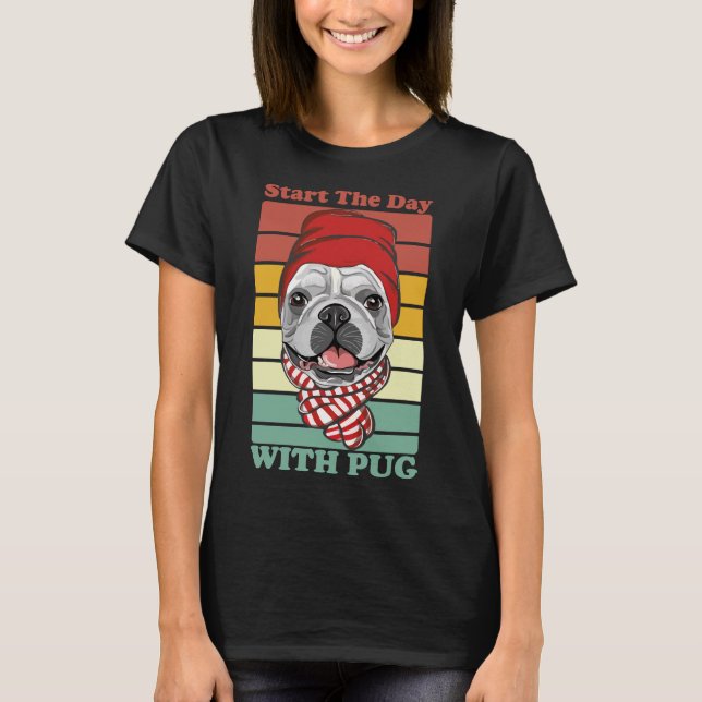 Starta dagen med Pug Classic T-Shirt 282 (Framsida)