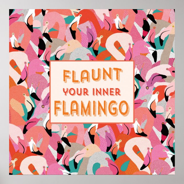 Starta din inre Flamingo-Poster - Orange Poster (Framsidan)