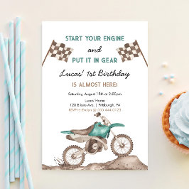 Starta Din Motor Crossmotorcykel Pojke Födelsedag Inbjudningar