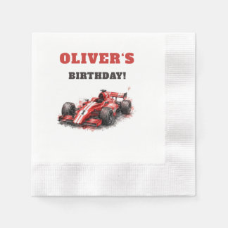 Starta Era Motorer! Röda Racerbils-födelsedag Pappersservett