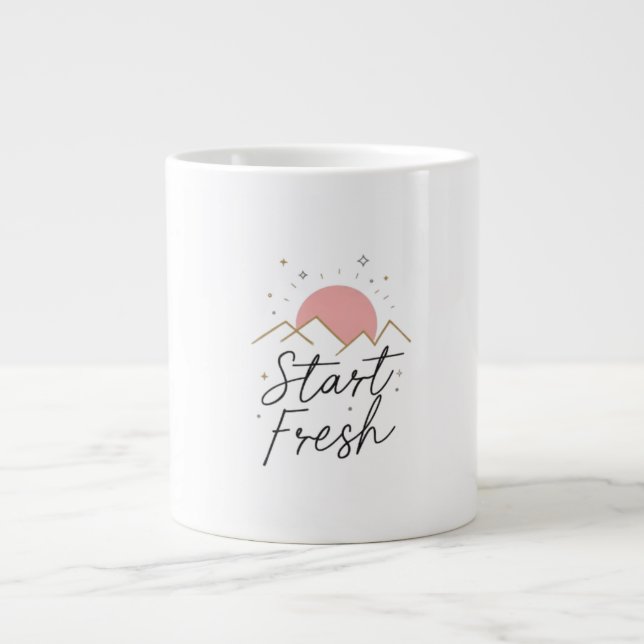Starta färsk, minimalistisk pastel Sunrise Mugg Jumbo Mugg (Framsidan)