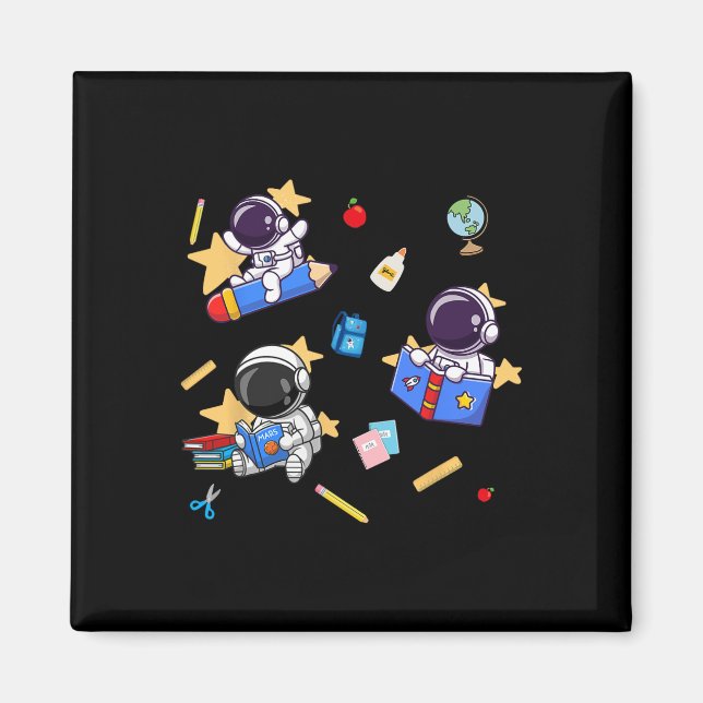 Starta Lärandet Tillbaka Till Skolan Astronaut  Magnet (Framsidan)