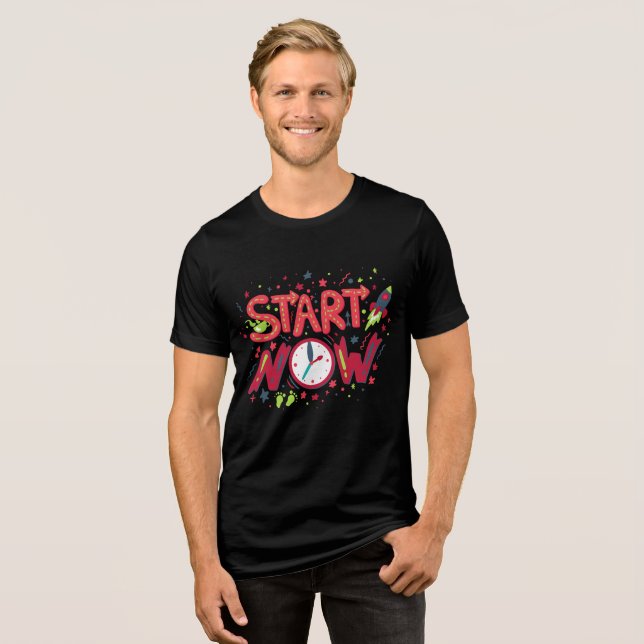 Starta nu t-shirt-design t shirt (Framsida Full)