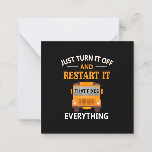 Starta Om Det Fixar Allt Skolbussförare Anteckningskort (Framsida)