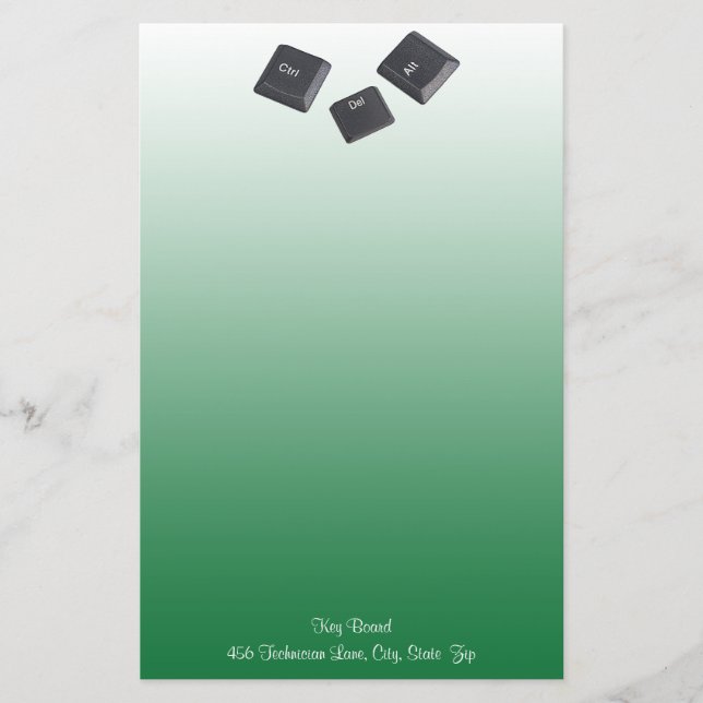 Starta om Nycklar för dator via Grönt Anpassningsb Brevpapper (Framsida)