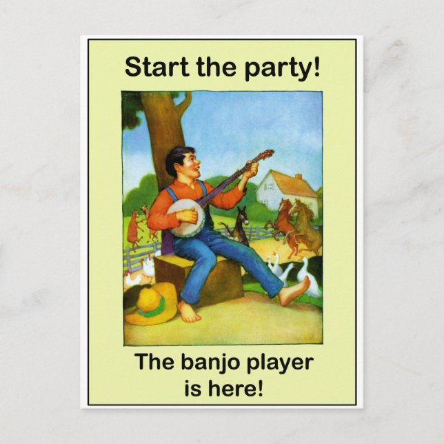 Starta party! Banjo-spelaren är här! Vykort (Framsida)